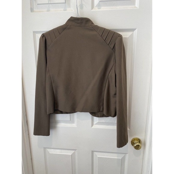 Women’s brown jacket short vintage 80s pleated‎ large USA art deco 40s vibes - Picture 3 of 5